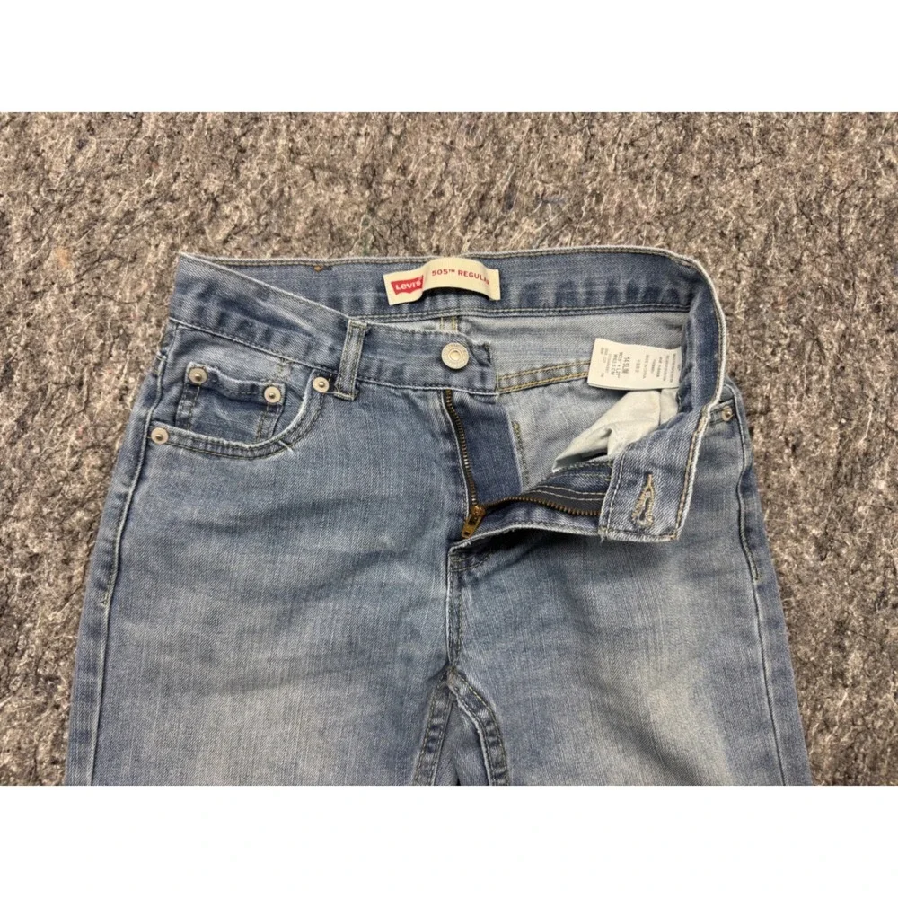Levis 505 Regular Fit Boys Jeans Light Wash Slim 14 25x27 Blue Denim